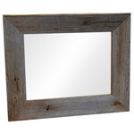 My Barnwood Frames - Rustic Mirror, Aspen Style With Beveled Barnwood Edge, 32"x38" - A simple yet tasteful addition to your rustic lodge or cabin decor, this beautiful mirror is designed with simplicity in mind. Handcrafted from naturally weathered barn wood planks, this mirror features a slightly beveled frame face that slopes away from the mirror to add a little extra interest and emphasis. Made with 3" weathered barn wood planks.  Due to the nature of reclaimed wood, each mirror is 100% unique and comes with its own character, charm, knots and color.  Own a unique piece of American history today.
