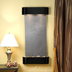 Cascade Springs Wall Fountain with Blackened Copper and Black Featherstone - Indoor Fountains