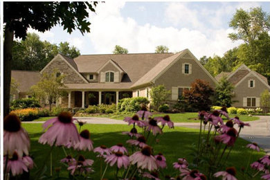 Inspiration for a transitional exterior home remodel in Cleveland