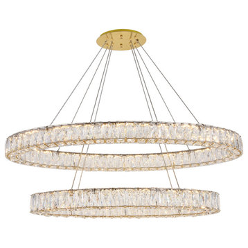 Elegant Lighting 3503D40 Monroe 2 Light 41"W LED Crystal Ring - Gold