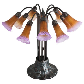 22H Amber/Purple Pond Lily 10 LT Table Lamp
