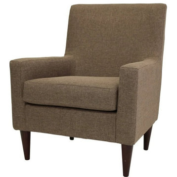 Elegant Accent Chair, Padded Seat, High Back and Track Arms, Pecan