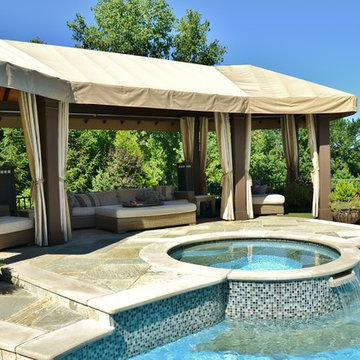 Kid Friendly Tropical Poolside Backyard