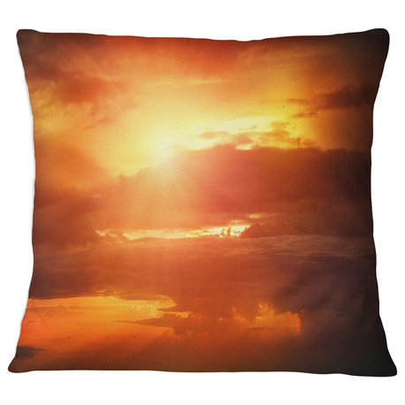 Yellow Sunset above Clouds Oversized Beach Throw Pillow, 16"x16"