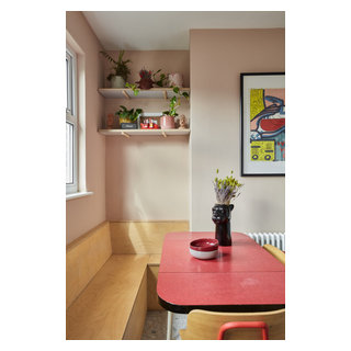Ash veneered birch plywood fronts with Formica Glacier worktop ...