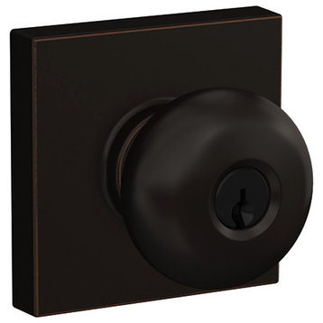 Schlage F51A-PLY-COL Plymouth Keyed Entry Single Cylinder Door - Aged Bronze