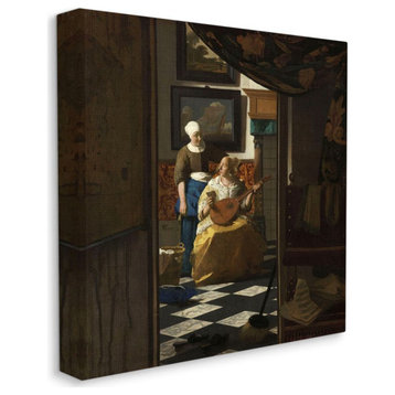Love Letter Renaissance Woman Vermeer Classical Painting, 24"x24"