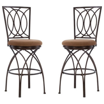 Home Square 30" Big and Tall Metal Cross Legs Bar Stool in Bronze - Set of 2