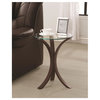 Coaster Contemporary Round Glass Top Accent Table in Cappuccino