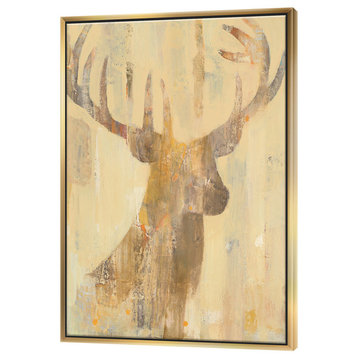 Designart Golden Deer I Modern Farmhouse Framed Artwork, Gold, 30x40