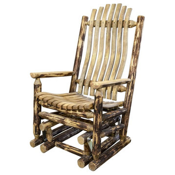 Montana Woodworks Glacier Country Transitional Wood Glider Rocker in Brown