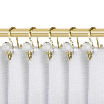 Utopia Alley Shower Hooks,  Double Shower Curtain Hooks for Bathroom, Gold