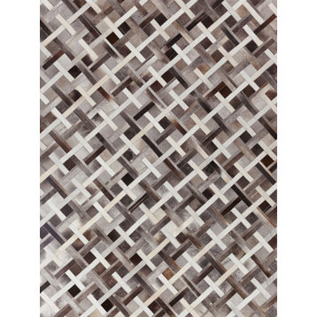 Natural Hide Cowhide Gray/Ivory Area Rug, 9'6"x13'6"