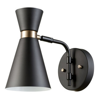 Belmont 1-Light Black and Gold Wall Sconce - Midcentury - Wall Sconces - by  Globe Electric | Houzz