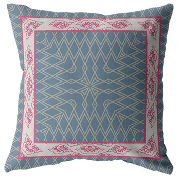Square Nest Broadcloth Indoor Outdoor Blown and Closed Pillow Pink/Blue