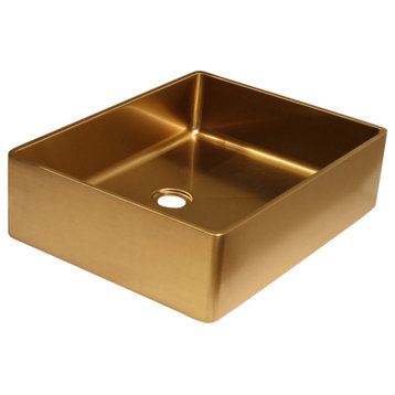 Dowell Stainless Steel Rectangle Vessel Sink, Golden