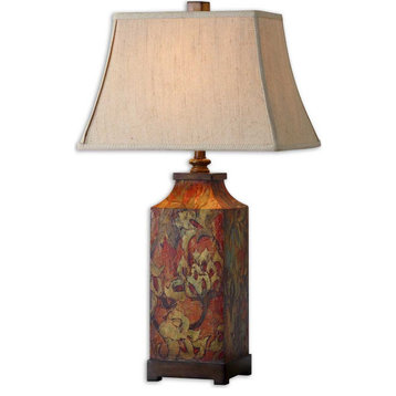 Colorful Flowers Table Lamp, Natural