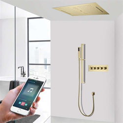 BathSelect Rainfall Musical Shower System With Hand Shower, Style C-Phone Control Light - Showerheads And Body Sprays