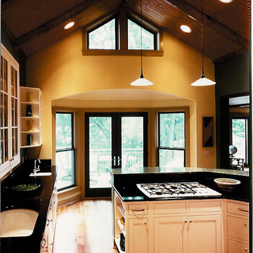 Kitchen and informal dining room- Luce Creek Log Cottage