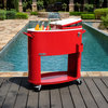 Permasteel 80 Quart Portable Rolling Oval Patio Cooler, Red