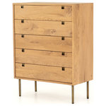 Four Hands - Four Hands Carlisle 5-Drawer Dresser - Style meets simplicity in this Danish-inspired design. Five drawers of solid natural oak feature squared iron hardware in a satin brass finish and bring ample storage space to the bedroom.