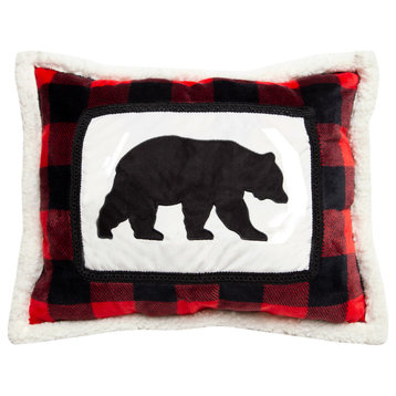 Lumberjack Bear Rustic Cabin Throw Pillow, Insert Included, 16"x20"
