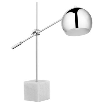 Inspired Home Harmonee Table Lamp, Marble Stone Base, Chrome