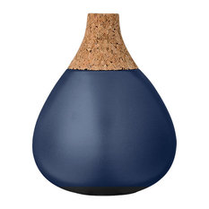 Navy Ceramic Vase With Cork Neck