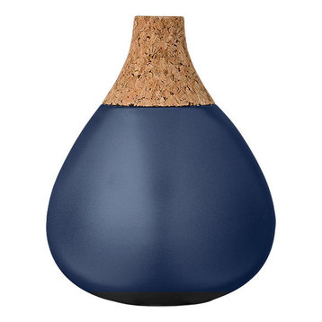 Navy Ceramic Vase With Cork Neck