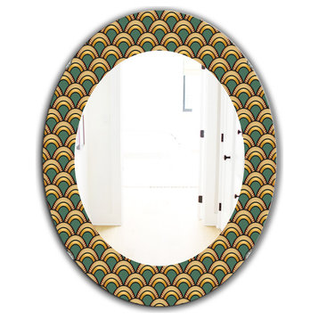 Designart Art Deco Bohemian And Eclectic Frameless Oval Or Round Wall Mirror, 24