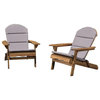 GDF Studio Outdoor Acacia Wood Folding Adirondack Chairs W/ Cushions, Set of 2,