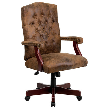 Bomber Brown Classic Executive Swivel Office Chair with Arms