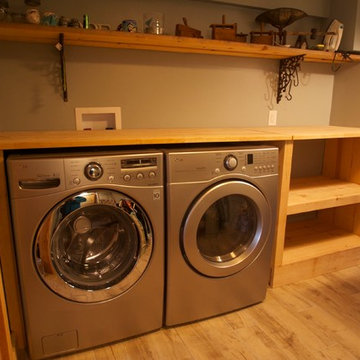 lowered basement with barn board