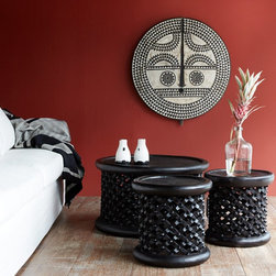 Nomad Tribe -  BAMILEKE STOOLS MEDIUM BLACK - Coffee And Accent Tables