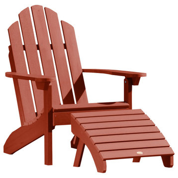 Westport Adirondack Chair With Ottoman, Rustic Red