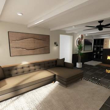 Masculine Modern Den & Kitchen Remodel