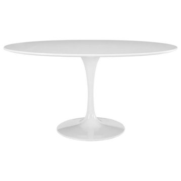 Modway Lippa 35" x 60" Oval Modern Wood Dining Table in White