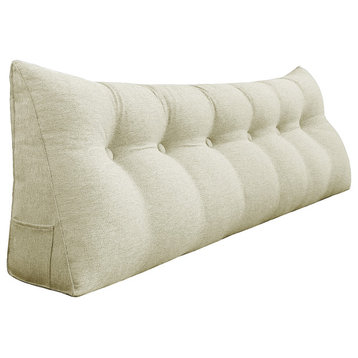 Bed Rest Wedge Pillow, Back Support Lumbar Pillow, Sofa Pillow, Ivory, 71x20x8