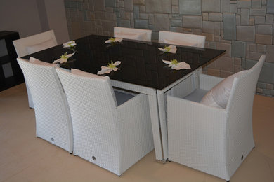“White Star" Limited Edition 7 - Modern Outdoor Dinning Set by Wicked Wicker LLC