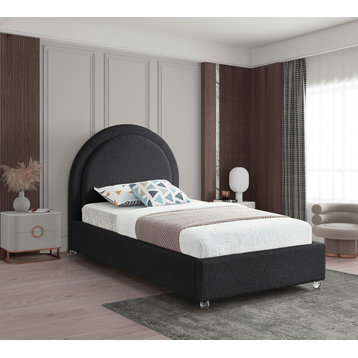 Milo Velvet Upholstered Bed, Black, Twin