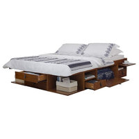 Memomad Bali Storage Platform Bed with Drawers (Queen Size, Caramel)