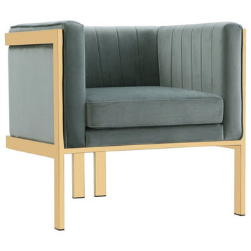 Paramount Accent Armchair, Warm Grey and Polished Brass