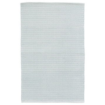 Herringbone Light Blue/Ivory Indoor/Outdoor Rug, 4'x6'