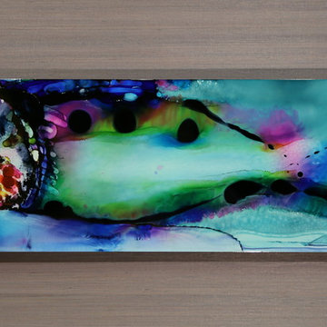 Fish in Paradise - Green, Blue & Black Abstract Tropical Metal Wall Art, Fish Pa