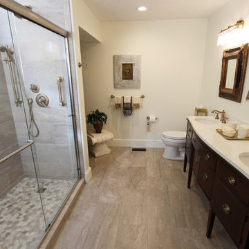 Porcelain Tiled Shower and Cambria Kirkstead Countertop ~ Strongsville, OH