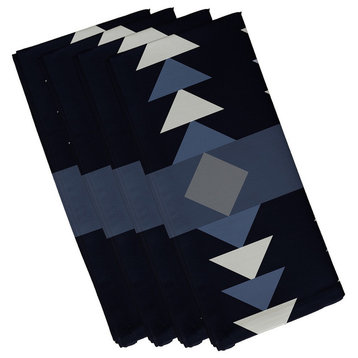 Sagebrush Geometric Print Napkin, Navy Blue, Set of 4