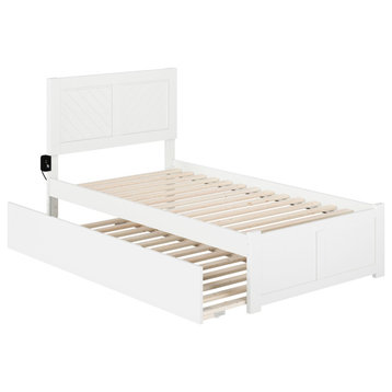 Afi Canyon Twinxl Wood Platform Bed With Footboard & Twinxl Trundle, White