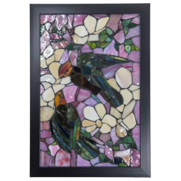 Dale Tiffany M0011M Parrots, 18" Mosaic Art Glass Wall Panel, Multi-Color