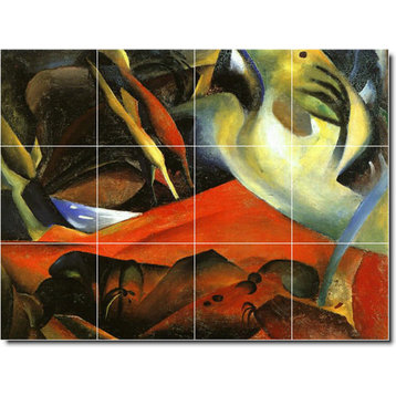 August Macke Abstract Painting Ceramic Tile Mural #8, 17"x12.75"