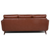 Bowery Hill 19.5" Mid-Century Leather Upholstered Sofa in Cobblestone Brown